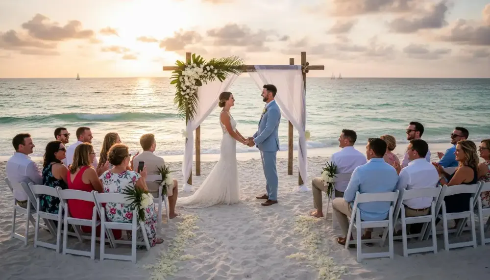 Sunset wedding ceremony on Perdido Key beach